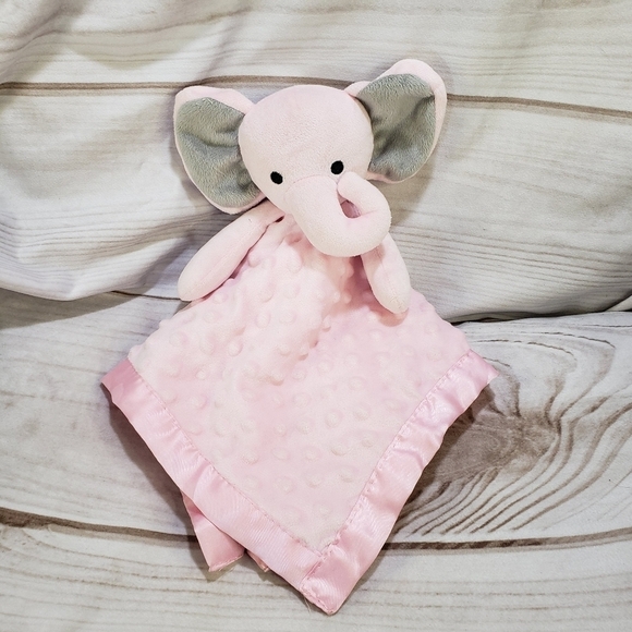 Pro Goleem Pink Elephant Satin Back Lovey Mini Security Blanket Knubby 16 Inch - Picture 2 of 8